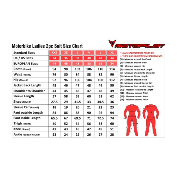 Motorcycle Racing Suit Size Chart